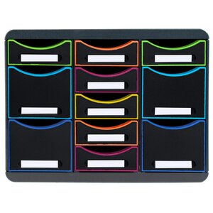 Moule De Classement Storebox Multi 11 Tiroirs Black Office - Noir/arlequin - Exacompta