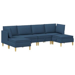 vidaXL Canapé modulaire avec rangement 6 Pièces Bleu Tissu