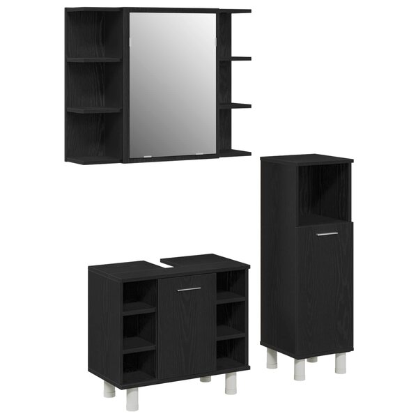 vidaXL Ensemble de mobilier de salle de bain avec étagère 3 Pièces Noir