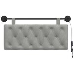 vidaXL Tête de lit suspendue Avec lumière LED Gris clair Velours