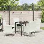 vidaXL Ensemble de salle à manger pour jardin 5 Pièces Blanc Poly rotin