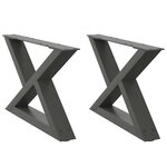 vidaXL Pieds de table basse 2 pièces Anthracite 60 x (30-31 3) cm Acier