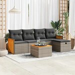 vidaXL Salon de jardin 6 Pièces avec coussins gris résine tressée