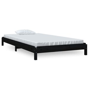 vidaXL Lit empilable sans matelas noir 100x200 cm bois massif de pin