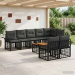 vidaXL Ensemble de canapés d'extérieur 9 pc Noir et Gris foncé