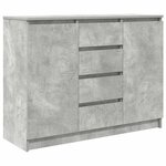 vidaXL Buffet avec tiroirs gris béton 100 5x35x76 cm bois d'ingénierie
