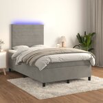 vidaXL Sommier à lattes de lit avec matelas LED gris clair 120x190 cm