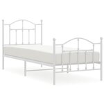 vidaXL Cadre de lit métal avec tête de lit/pied de lit blanc 90x200 cm