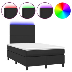 vidaXL Sommier à lattes de lit matelas LED noir 120x190 cm similicuir