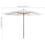vidaXL Parasol d'extérieur avec mât en bois 350 cm Blanc sable