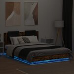 vidaXL Cadre de lit avec LED sans matelas chêne fumé 150x200 cm