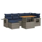 vidaXL Salon de jardin avec coussins 7 Pièces gris résine tressée