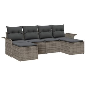 vidaXL Ensemble de canapé de jardin avec coussin 6 Pièces Gris Poly rotin