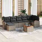 vidaXL Ensemble de canapé de jardin 8 Pièces Gris Poly rotin