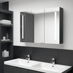 Vidaxl armoire de salle de bain à miroir led 89x14x62 cm noir brillant