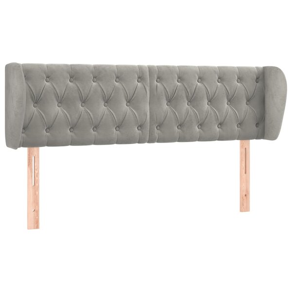 vidaXL Tête de lit avec oreilles Gris clair 147x23x78/88 cm Velours