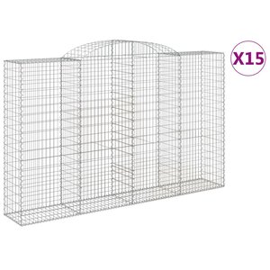 vidaXL Paniers à gabions arqués 15 Pièces 300x50x180/200 cm fer galvanisé