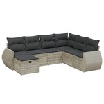 vidaXL Salon de jardin avec coussins 7 Pièces gris clair résine tressée