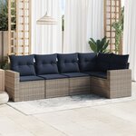 vidaXL Salon de jardin 5 Pièces avec coussins gris résine tressée