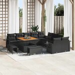 vidaXL Ensemble de canapé de jardin 13 Pièces Noir polyrotin