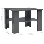 Vidaxl table basse gris brillant 60 x 60 x 42 cm aggloméré