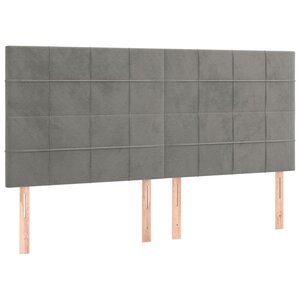vidaXL Têtes de lit 4 Pièces Gris clair 100x5x78/88 cm Velours