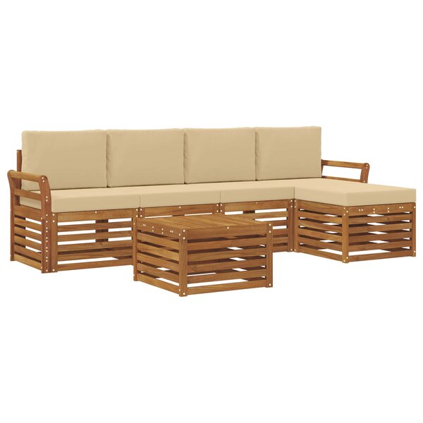 vidaXL Ensemble de canapés d'extérieur 6 Pièces Naturel et Beige