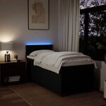vidaXL Sommier à lattes de lit avec matelas Noir 90x190 cm Tissu
