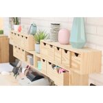 Mini rangement bloc en pin brut avec tiroirs 5 tiroirs