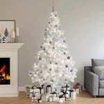 vidaXL Demi-arbre de Noël artificiel pré-éclairé et boules blanc 210cm