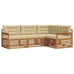 vidaXL Ensemble de canapés d'extérieur 4 Pièces Naturel et Beige