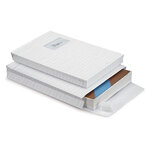 Lot de 50: pochette kraft armé blanche adhésive à soufflets avec fenêtre raja 229x324 mm