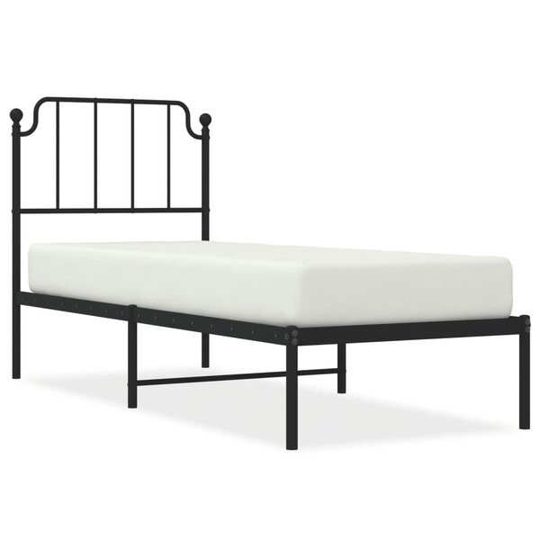 vidaXL Cadre de lit métal sans matelas avec tête de lit noir 80x200 cm
