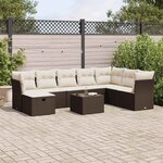 vidaXL Salon de jardin avec coussins 9 Pièces marron résine tressée