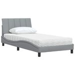 vidaXL Lit avec matelas gris clair 100x200 cm tissu