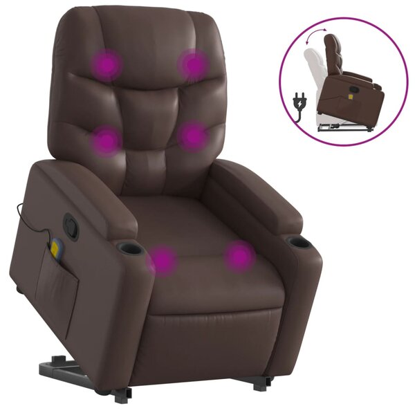 vidaXL Fauteuil inclinable de massage Marron Similicuir