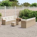vidaXL Ensemble de canapé de jardin 11 Pièces Beige Poly rotin