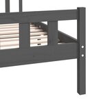 vidaXL Cadre de lit Gris Bois massif 140x190 cm