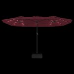 vidaXL Parasol de jardin à double tête avec LED rouge bordeaux