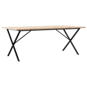 vidaXL Table à manger cadre en X 200x100x75 5 cm bois pin massif acier
