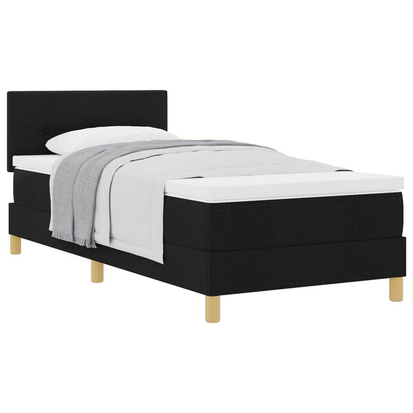 vidaXL Lit à ressorts avec coussin Noir 90 x 190 cm tissu