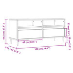 vidaXL Meuble TV blanc 100x34 5x44 5 cm bois d'ingénierie