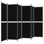 vidaXL Cloison de séparation 6 panneaux Noir 300x180 cm Tissu