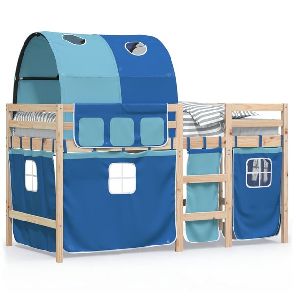 vidaXL Lit mezzanine enfants avec tunnel sans matelas bleu 90x190 cm