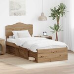 vidaXL Cadre de lit Chêne artisan 90 x 200 cm Bois de pin massif