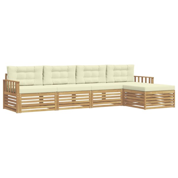 vidaXL Ensemble de canapés d'extérieur 5 Pièces Blanc et crème Polyester