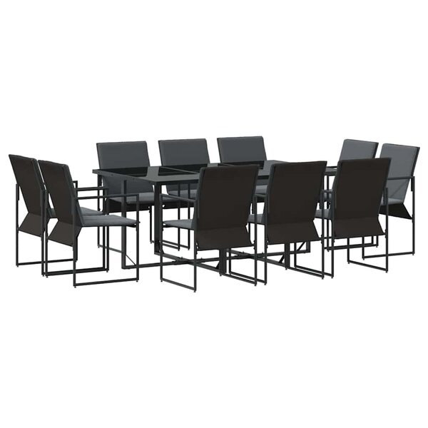 vidaXL Ensemble de salle à manger pour jardin 11 Pièces Noir Acier