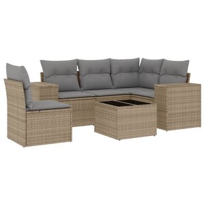 vidaXL Salon de jardin avec coussins 6 Pièces beige résine tressée