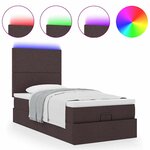 vidaXL Lit ottoman avec matelas et LED marron foncé 90x200 cm tissu