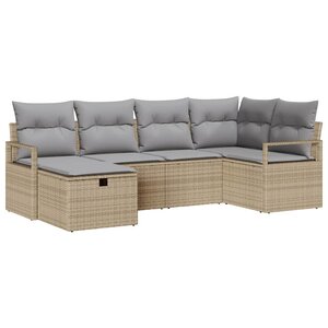vidaXL Ensemble de canapé de jardin 6 Pièces Beige Poly rotin